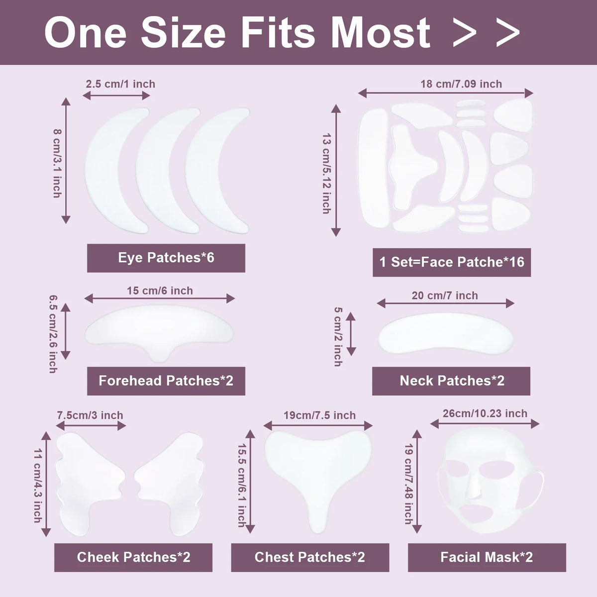 32Pcs Facial Chest Neck Silicone Pad Reusable Face Forehead Patche Facial Sleeping Mask Cover for Smoothing Chest Neck Eye Mouth