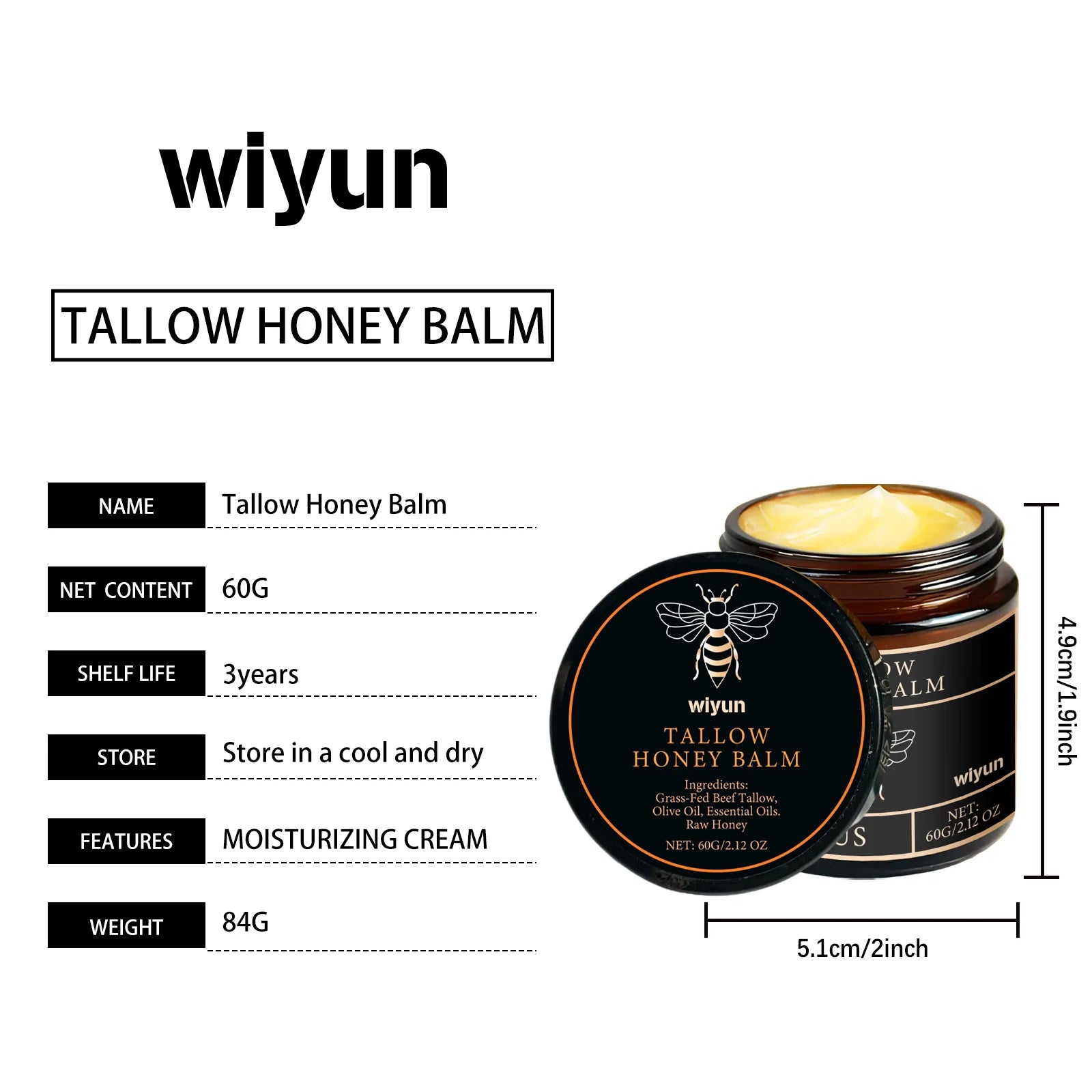 Beef Tallow Honey Cream Brightening Fade Dark Spots Remove Melanin Firming Non-Greasy Lasting Moisturizing Soothing Body Lotion