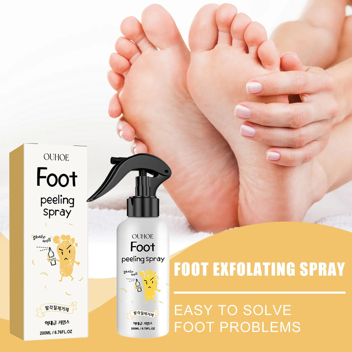 Foot Exfoliating Spray Repairing and Brightening, Removes Dead Skin and Calluses, Foot Whitening Care Spray Foot Care Liquid