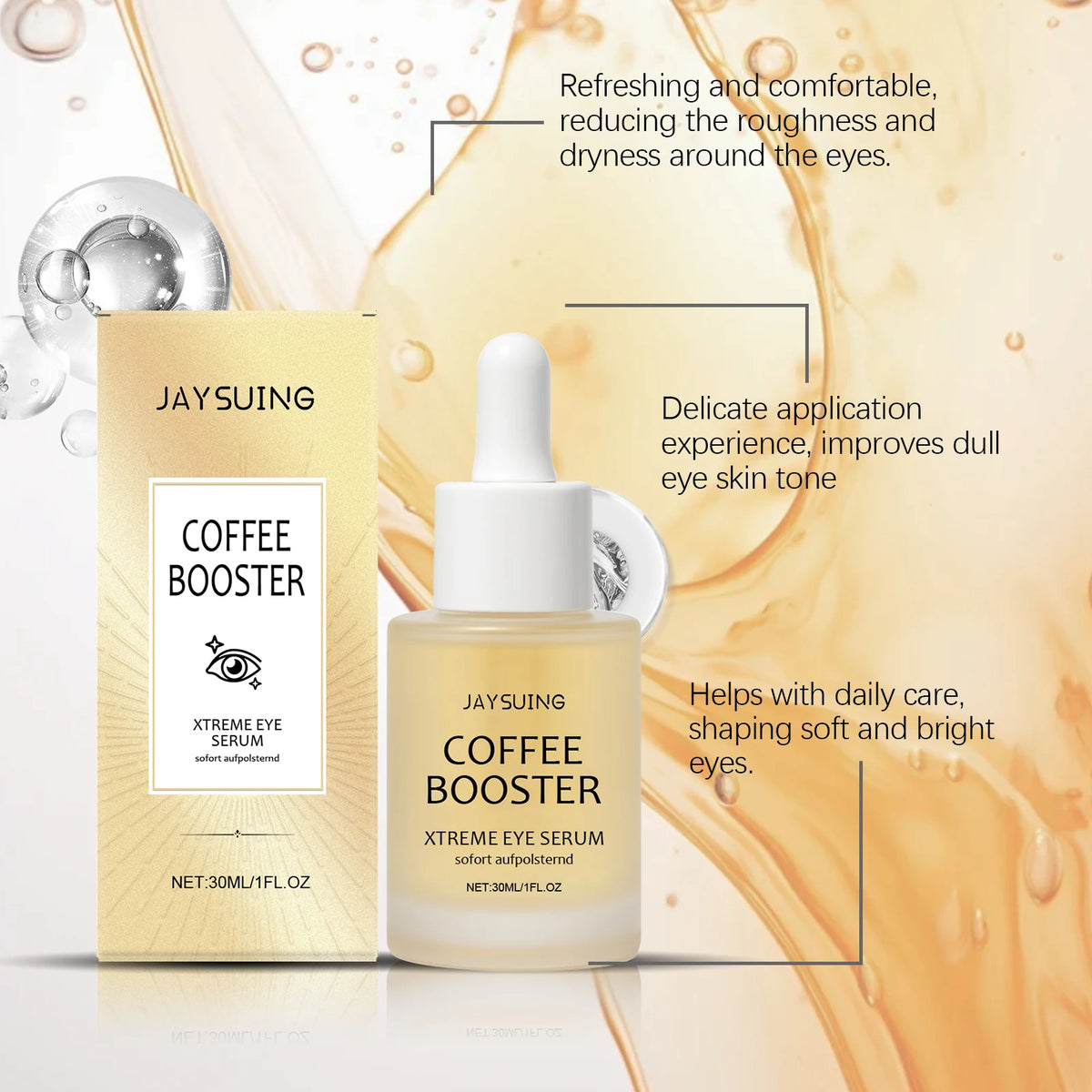 Hyaluronic Acid Eye Serum Coffee Fade Fine Lines Dark Circles Remove Eye Bags Puffiness Hydrate Refreshing Nicotinamide Eye Care
