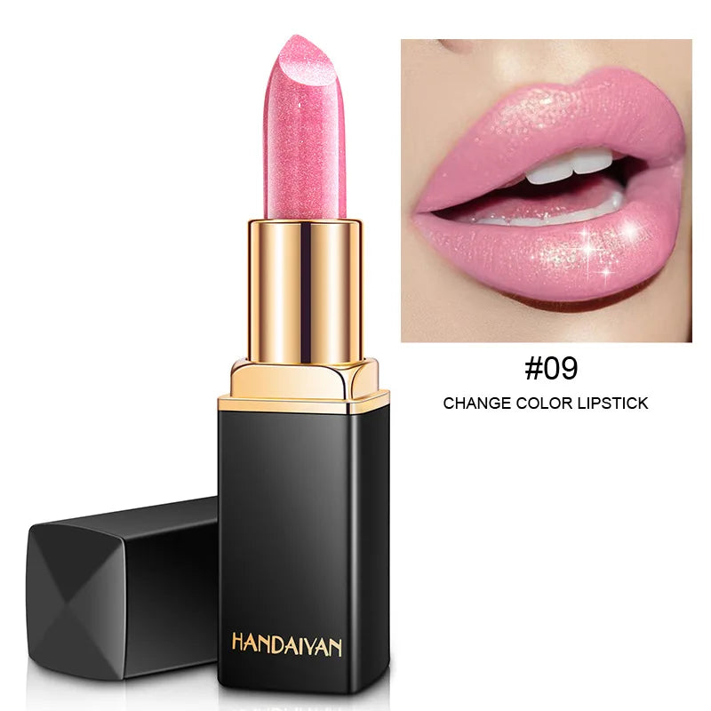Black Tube Gold Shiny Lipstick Waterproof Long Lasting Moisturizing Glitter Pearlescent Nude Pink Shimmer Lipstick Luxury Makeup
