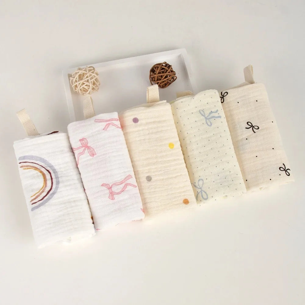 Portable High Quality 4-Layer Pure Cotton Cotton Washcloth Absorbent Soft Square Towels Gauze Cotton Towels Newborn Burp Cloth