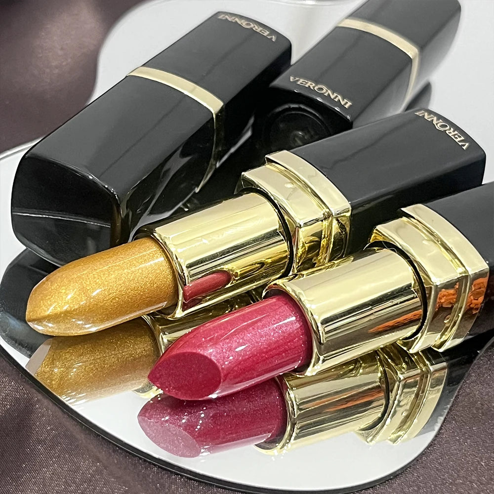 Pearlescent Glitter Lipstick Metallic Waterproof Long Lasting Matte Shimmer Diamond Lipstick Women Sexy Lips Makeup Cosmetics