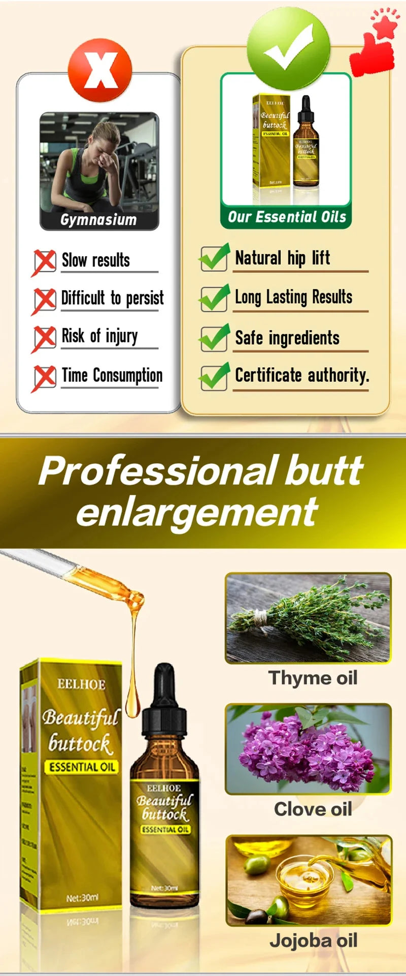 Buttock Enlarge Butt Enhancement Essential Oil Butt Lift Up Firming Big Hip Enhance Cream Butt Breast Plump Growth Sexy BodyCare