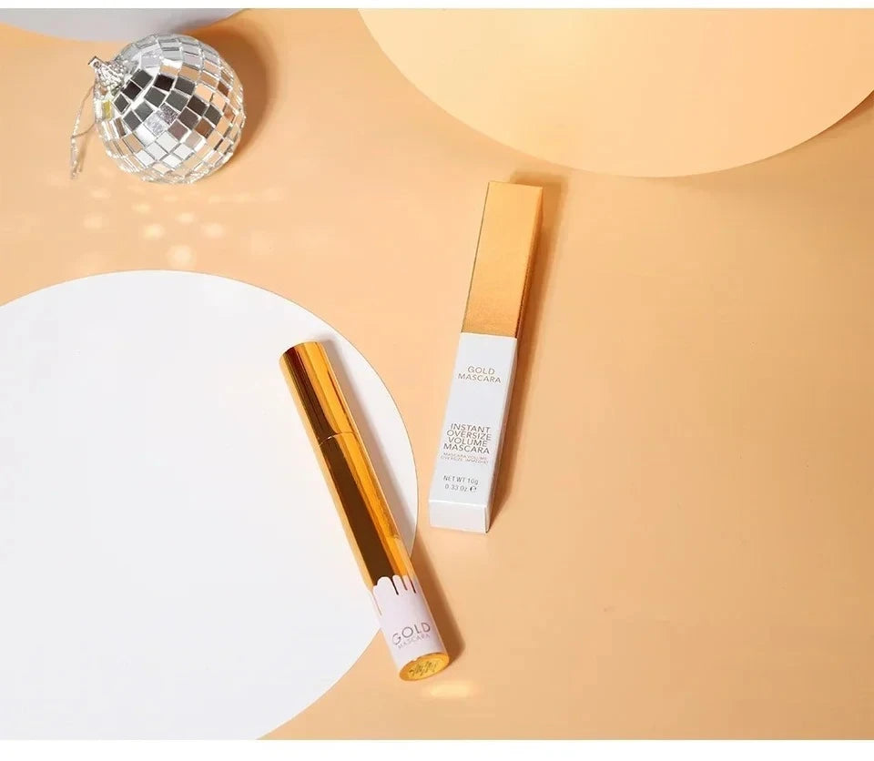 3D Mascara Lengthening Black Lash Eyelash Extension Eye Lashes Brush Beauty Makeup Long-wearing Gold Color Mascara