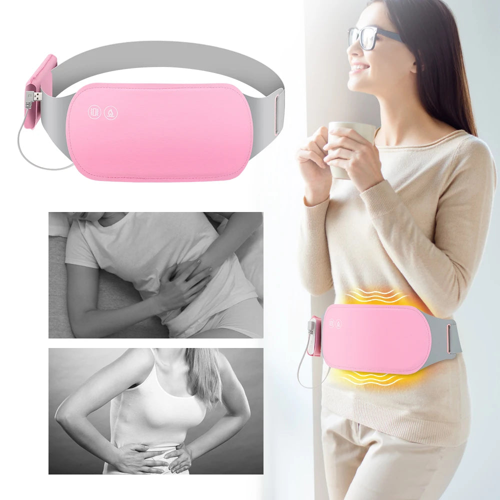 USB Menstrual Electric Heating Pad for Abdominal Vibration Massager Women Period Care Belly Heater Winter Warming Palace Belt