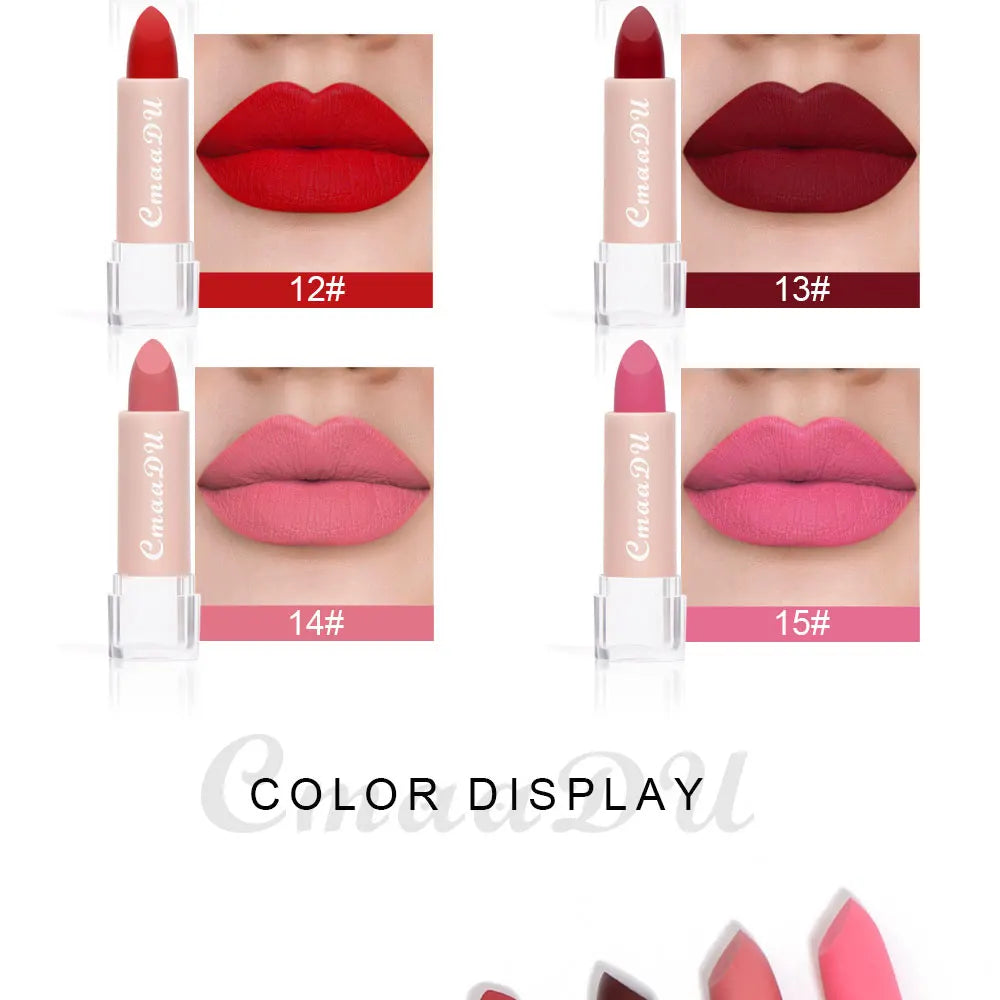 1 Pcs Velvet Matte Lipstick Long-Lasting Non-Stick Cup Waterproof Moisturizing Lip Gloss Fashion Classic Shades For Daily & Date