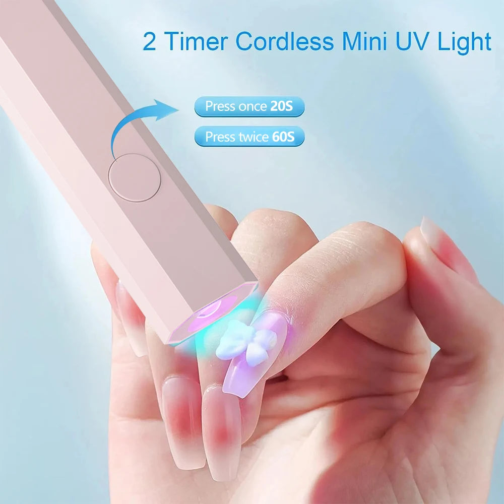 YIKOOLIN Convenient Rechargeable Nail Dryer UV LED Handheld Lamp Fast Curing All Gel Polish Mini Manicure Tool USB Portable Ligh