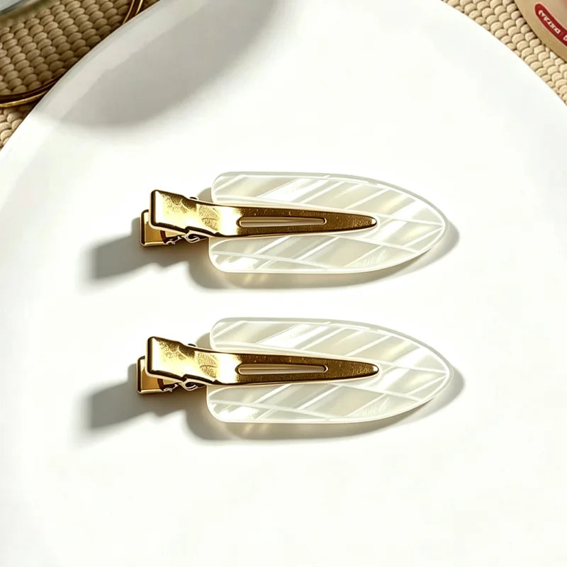 2/6pcs Golden Alloy Seamless Hair Clips For Women Luxury Retro Daily Wear Bangs Clip Side Clips Fashion Girl Duckbill Clip