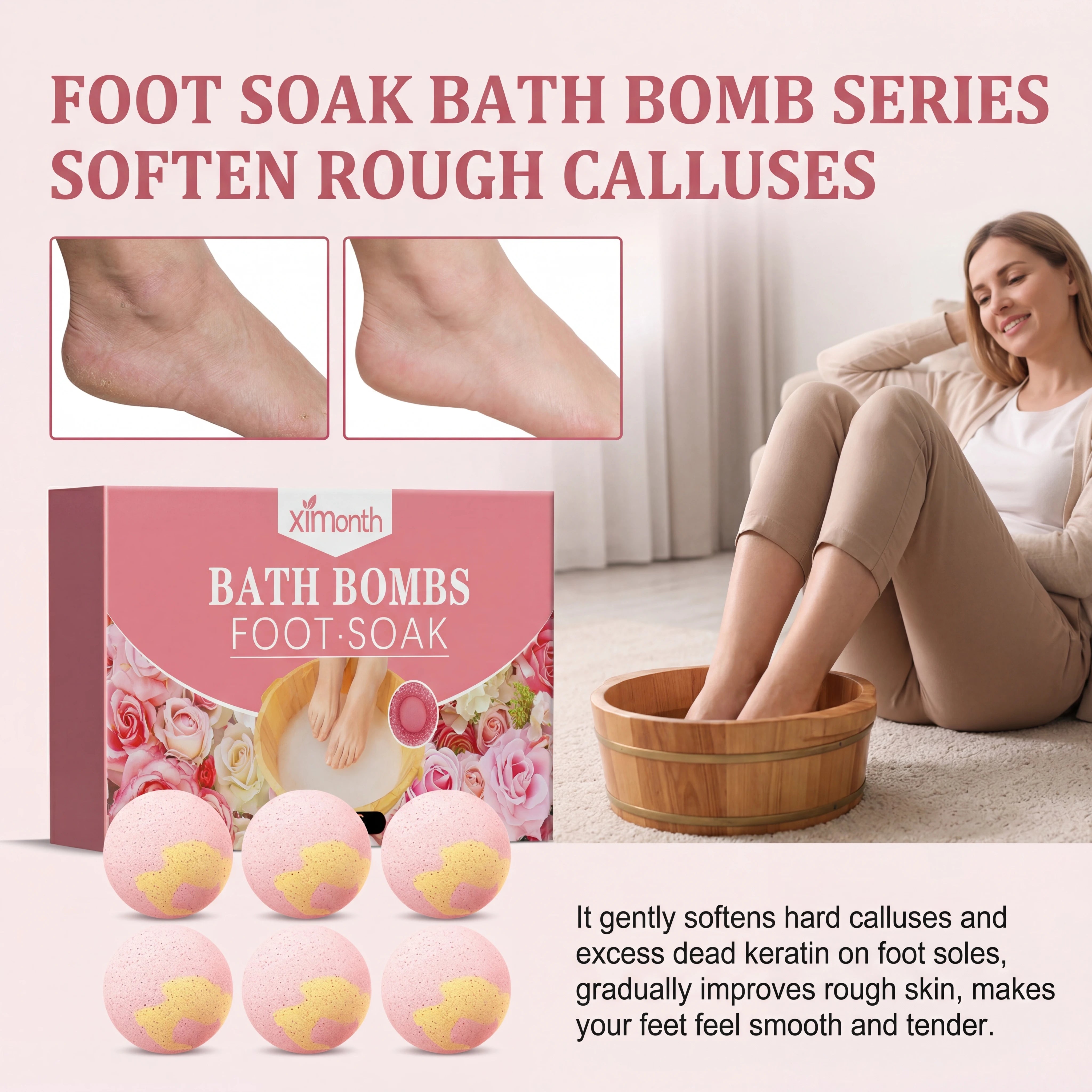Rose Foot Bath Ball Nourishing Foot Soak Effervescent Tablet Deep Cleaning Exfoliate Feet Skin Relaxing Care Spa Soothe Fatigued