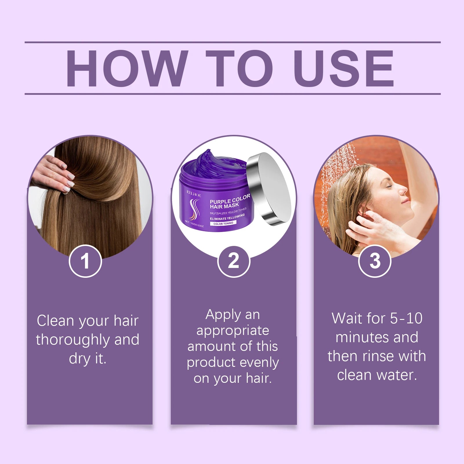 Keratin Purple Hair Mask 100g Repair Treatment for Gray & Yellowing Hair, Anti-Brass Toning Mask for Blonde & Bleached Hair