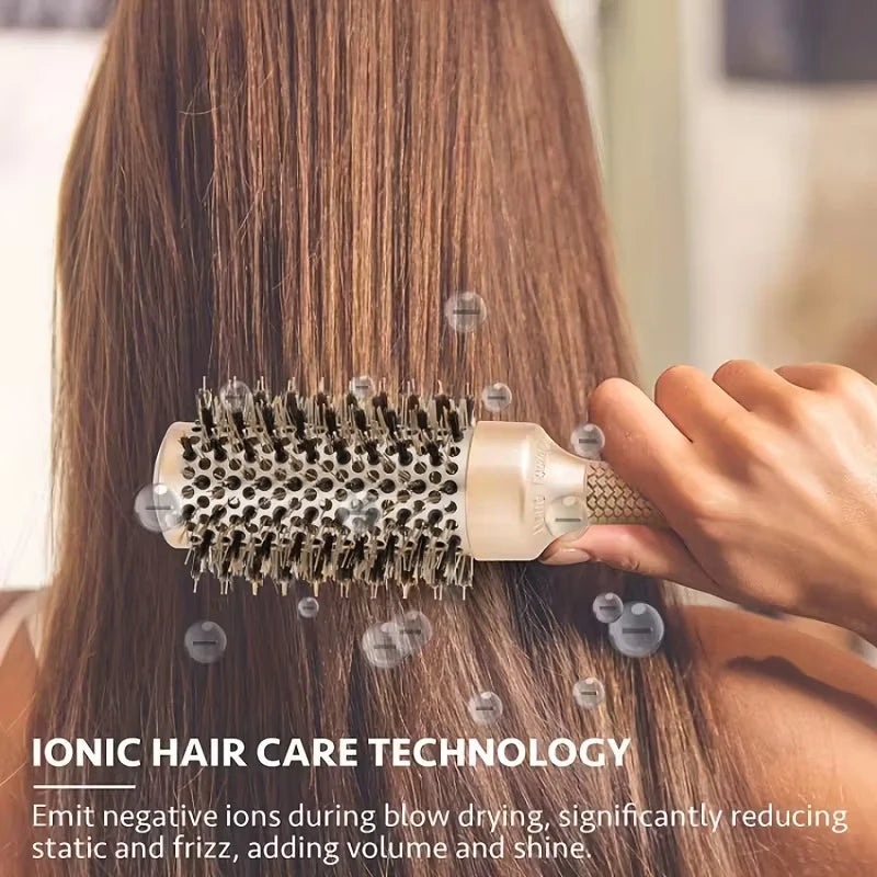 4 Sizes Curling Hair Comb Heat Conductive Aluminum Barrel Volumizing Curling Styling Brush with Air Vent Boar Bristle Hair Brush