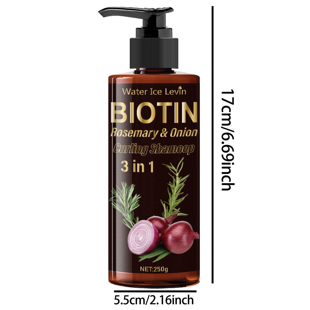 Biotin Shampoo 3-in-1, Moisturizing and Rich in Onion Extract Foam, Hydrates and Adds Shine for 72 Hours, Gently Massages and Cleanses for Hair That Is Fluffy and Smooth