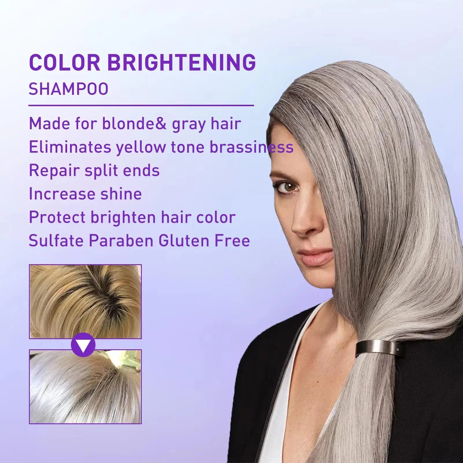 300Ml Color Fixing Purple Shampoo Lock Color Cover Gray Hair Fade Yellow After Bleach Hair Dye Long Lasting Non-irritating Care