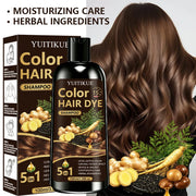 YUITIKUE Instant Hair Color Shampoo 100ml 5‑IN‑1 Herbal Extract Moisturizing Gentle Long Lasting Cover Grey Hair For Home Dye