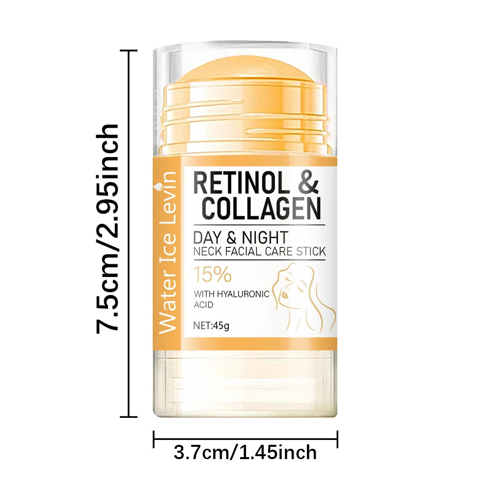 45g Retinol and Collagen Day and Night Neck Cream Facial Stick, Hydrating and Moisturizing, Non-Greasy, Easy to Use, Easy to Absorb, Gentle and Non-Irritating, Deeply Absorbed!