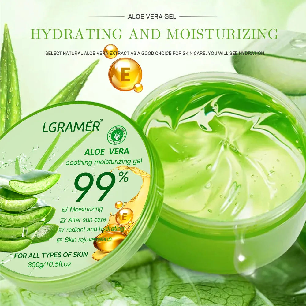 99% Aloe Vera Gel 300g Deep Hydration and Moisturizing Facial Body Leave-In Gel Shrink Pores Sleep Mask Korean Skincare Products