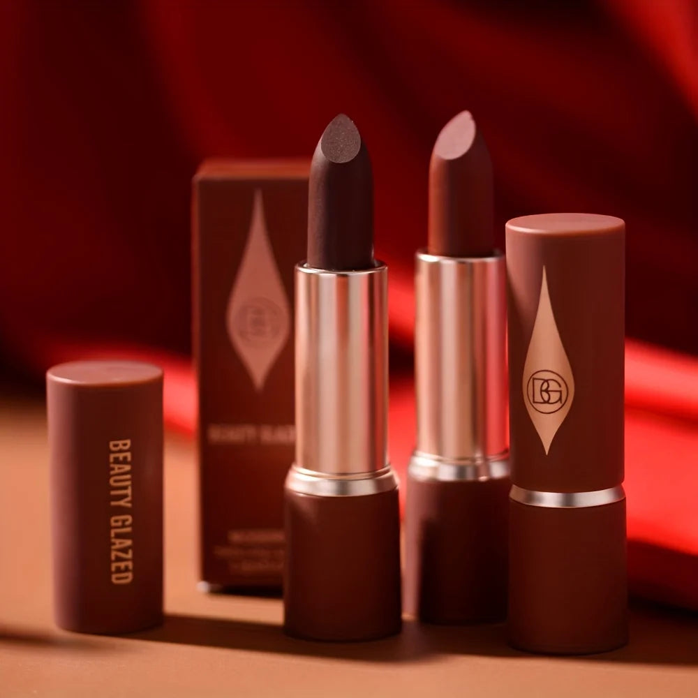 Barely Matte Cocoa Lipstick Creamy Texture Nourishing Care Long Lasting Waterproof  All Skin Types Brown Hue Matte Lipstick
