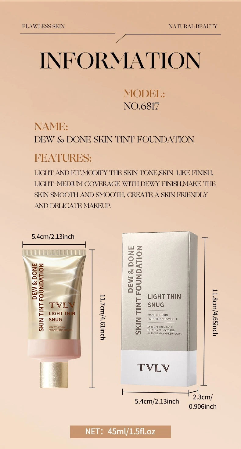 Moisturizing Skin Tint Foundation for All Skin Types, Moisturizing Light Texture Natural Concealer Long Wear Face Makeup