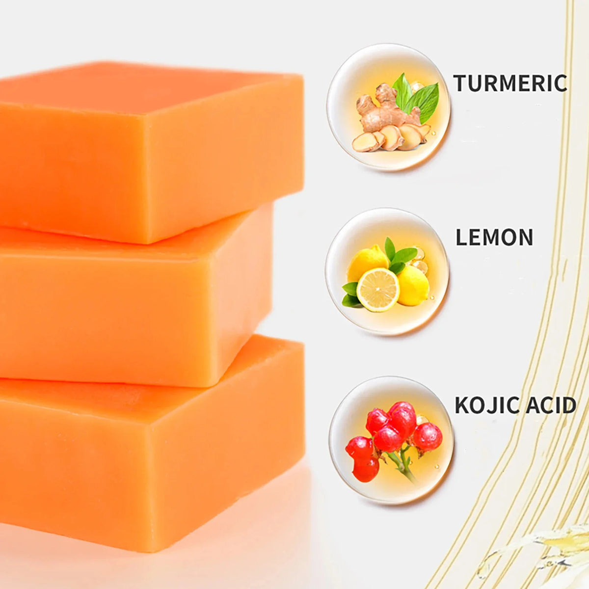 LKIAE Organic Turmeric Soap Bar, Natural Herbal Hand Made Whitening Soap, Remove Melanin, Acne, Spots, For Face And Body,200g