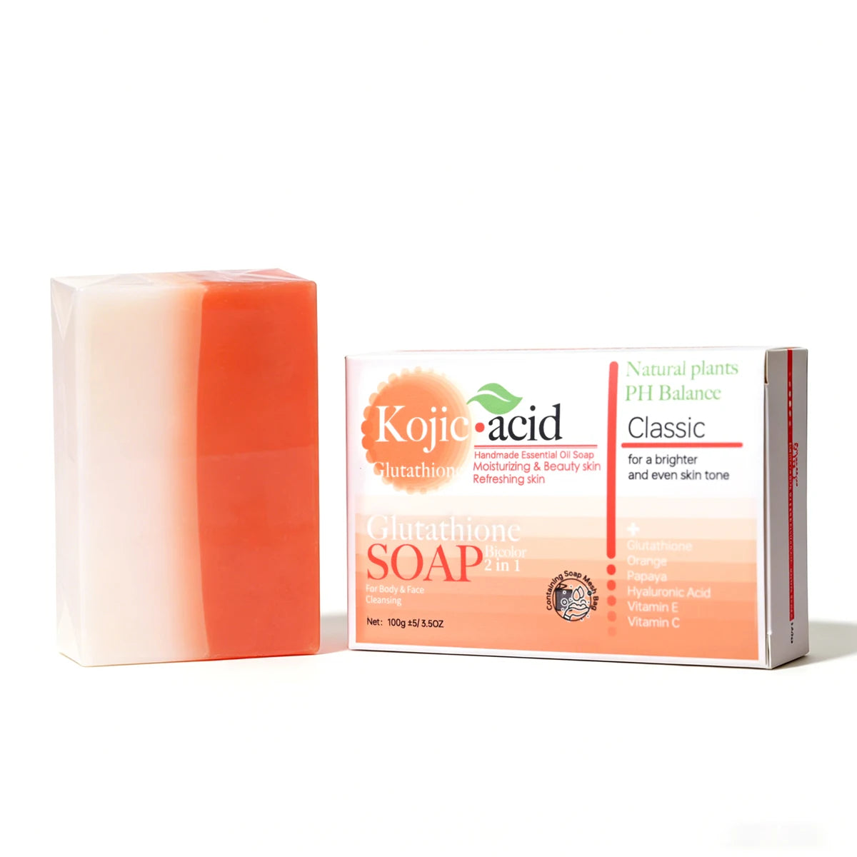 Hot Selling Organic 100g  Kojic Acid+Glutathione Soap Bar Honey Anti-Acne Aid  Whitening Bath Face