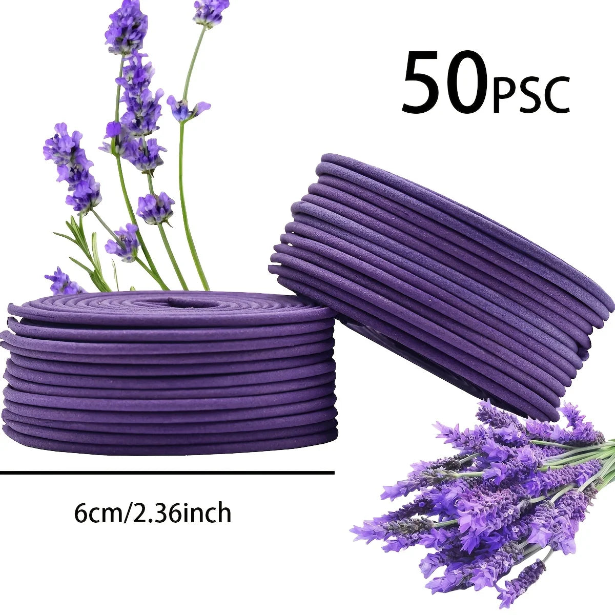 50 Lavender Scented Spiral Candles, Burning Time for 3-4 Hours, Fresh and Elegant Fragrance, Suitable for Yoga, Meditation, Home, Office and Outdoor Use, Portable and Long-Lasting Fragrance, Natural and Long-Lasting Lavender