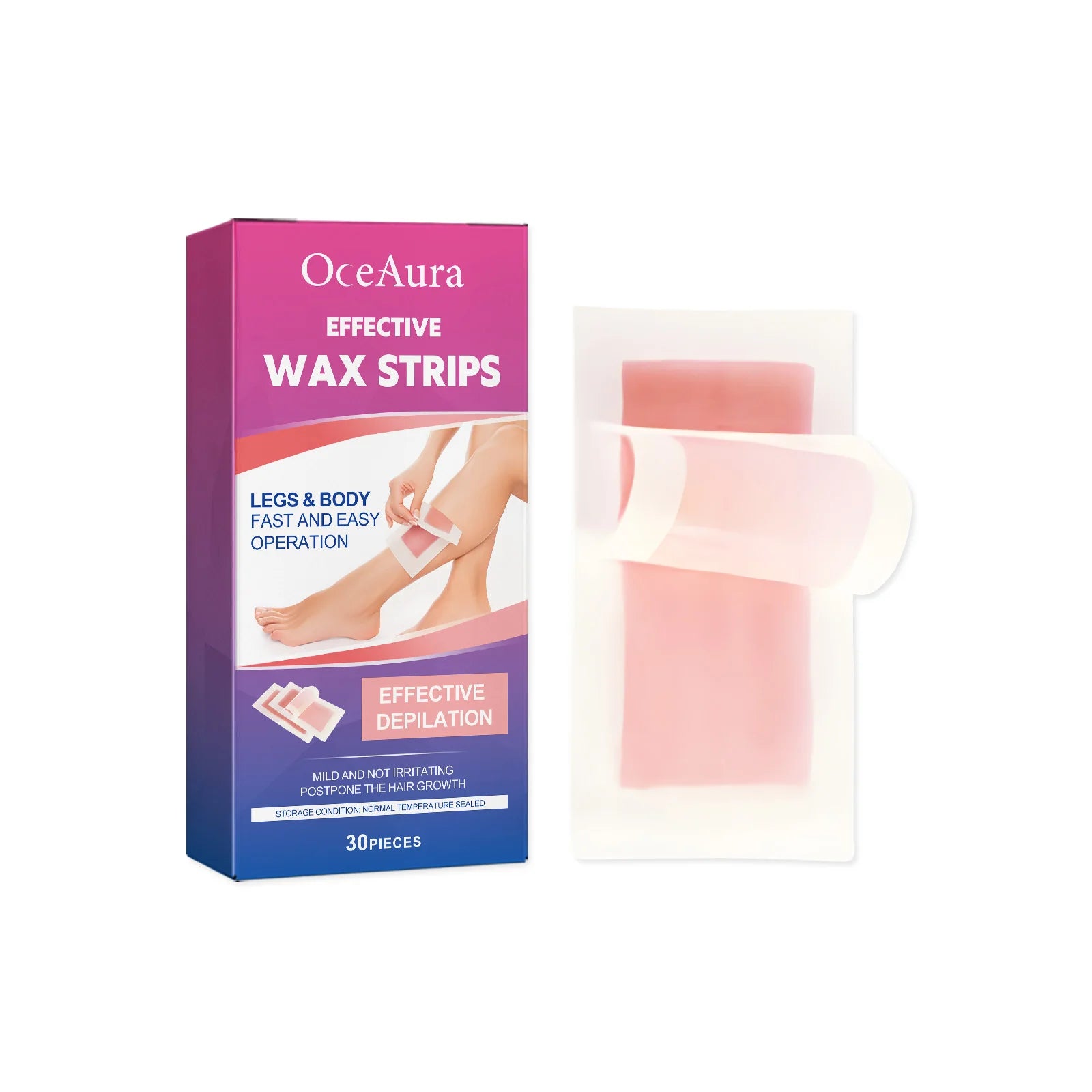 Hair Removal Wax Strip Professional Depilatory Cold Wax Strip Long Lasting Smooth Effective Gentle Body Facial Depilatory