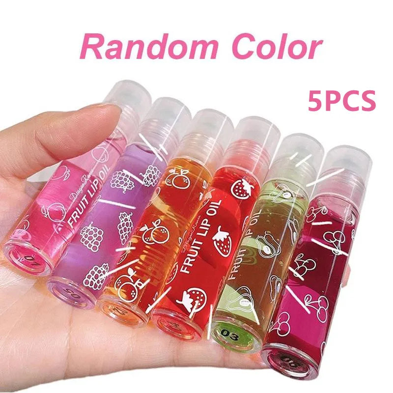 6 Colors Roll-on Fruit Essence Lip Balm Lip Oil Lip Moisturizing Mirror Primer Lip Lipstick Hydrating random Gloss Transparent