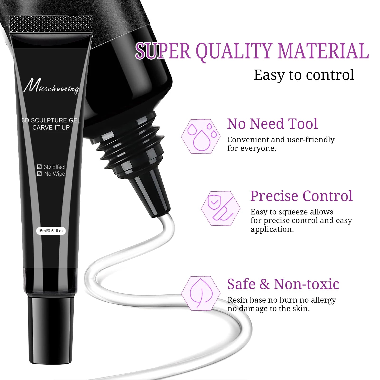 15ml 3D Nail Art Gel - DIY Designs Waterproof Sculpting gel Waterproof Nail Art Design Gel for Intricate Carvings & Shapes
