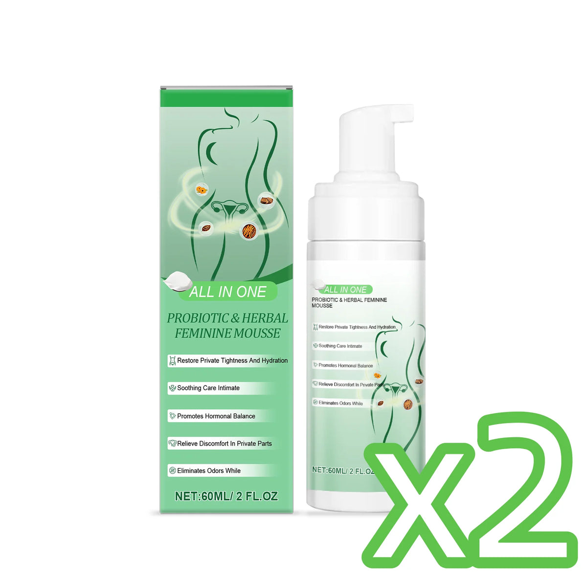 Herbal Women Private Part Care Hygiene Cleansing Mousse PH Balanced Relieve Local Discomfort Remove Odor Daily lasting Protect