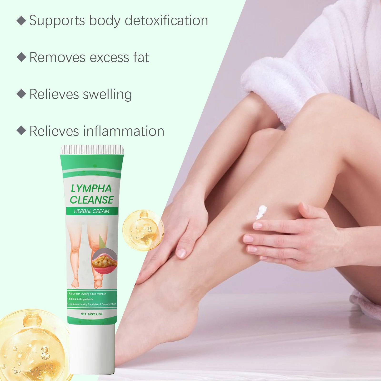 Lymphatic Drainage Cream for Body Lymphatic Massage Legs Blood Circulation Improvement Detox Edema Swelling Removal Herbal Cream