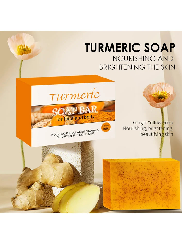 1/2/4/6Pcs Turmeric Kojic Acid Handmade Soap Scrub for Exfoliation, Moisturizing, Deep Cleansing, Spot Removal, Acne Removal