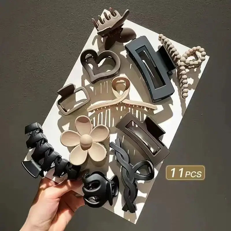 11pcs Hair Clip Set Women's Model High-end Frosted Clip Set Multi-Style Back Head Exquisite Hair Shark Clip Headwear 2026