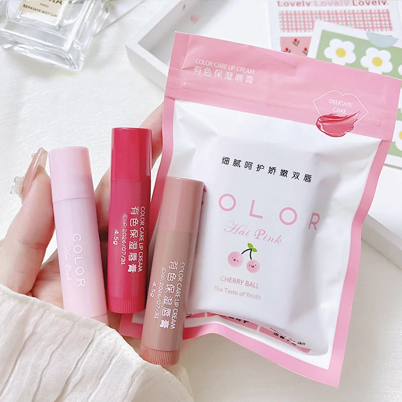 Glow Lip Gloss 3 Colors Long-lasting Moisturizing Lip Tint Shiny Lip Makeup Cosmetics diluting lip lines, anti-drying lip balm