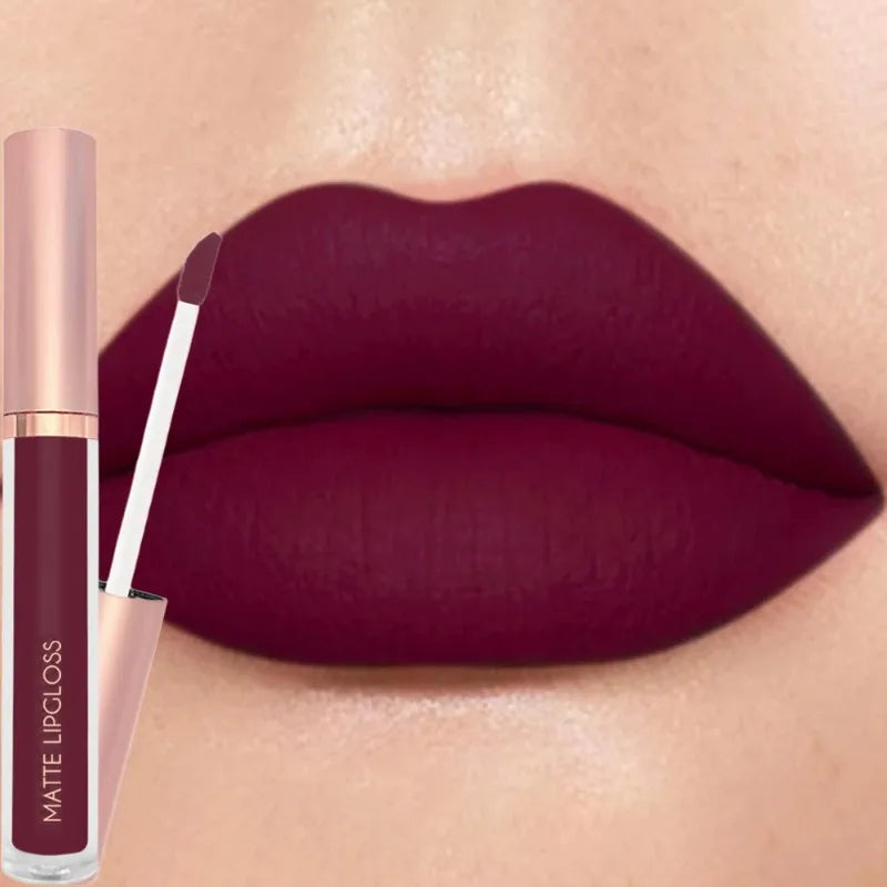 12 Colors Matte Velvet Sexy Lip Gloss Waterproof Long-Lasting Non-stick Cup Lip Glaze Nude Liquid Lipstick Lips Makeup Cosmetics