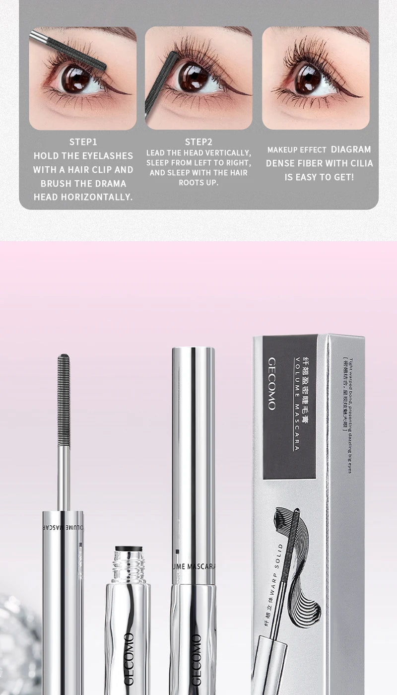 Long-lasting curling mascara Waterproof and sweat-proof Separates each lash Thick and voluminous Steel tube mascara