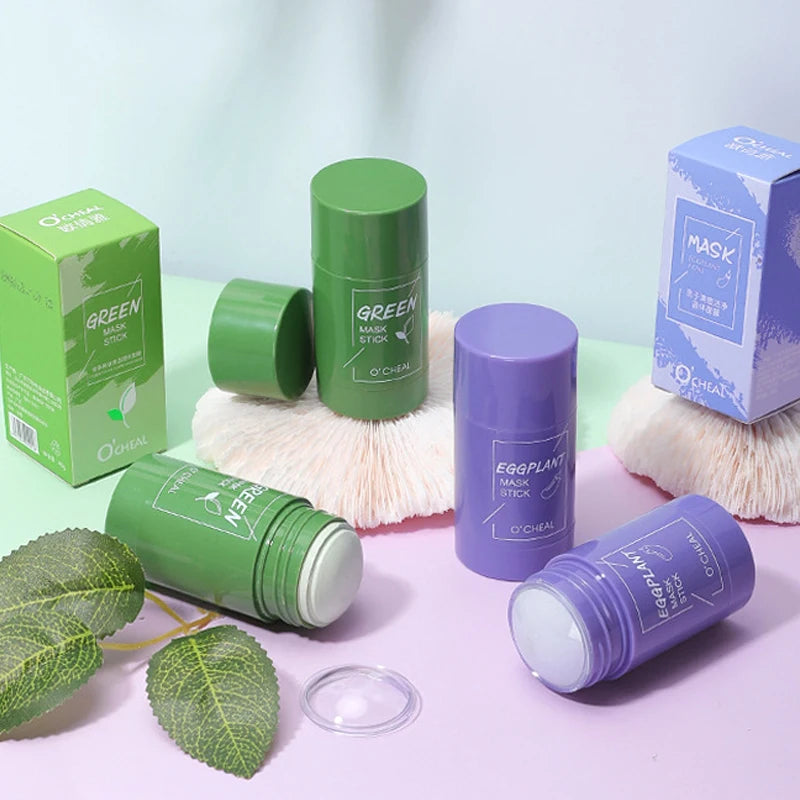 Ocheal Mask Green Tea Bamboo Charcoal Solid Facial Cleansing Stick Deep Cleansing Pores, Removes Blackheads, Controls Oil, Moisturizes and Hydrates, Smear-On Mud Mask for Men and Women.