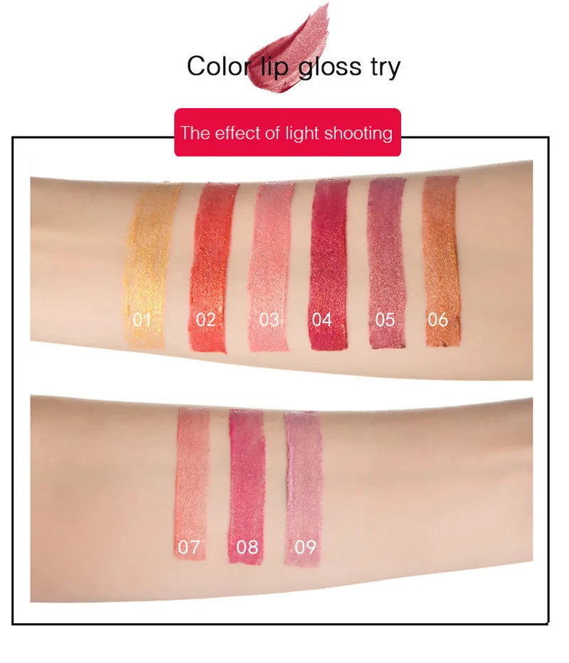 Black Tube Gold Shiny Lipstick Waterproof Long Lasting Moisturizing Glitter Pearlescent Nude Pink Shimmer Lipstick Luxury Makeup