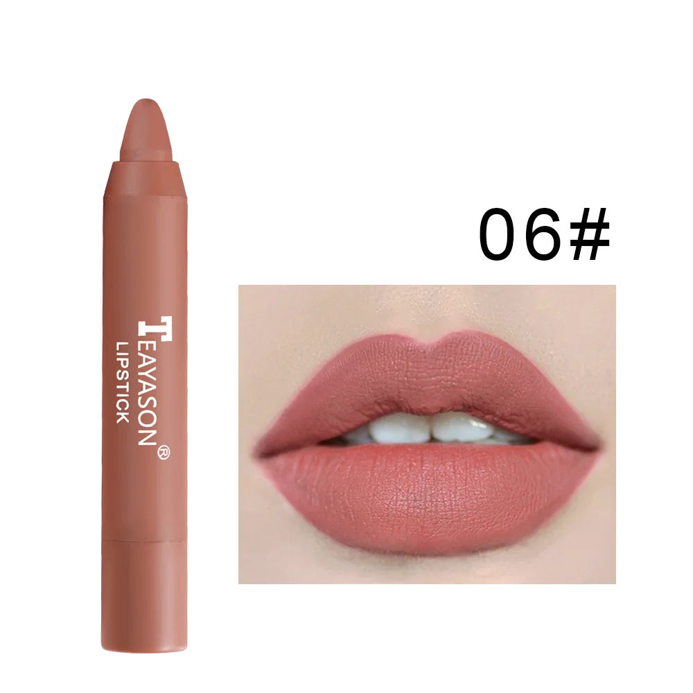 Nude Velvet Matte Lipstick Pen Lasting Waterproof Color Rendering Non-stick Cup Lipstick Pencil Lipliner Women Makeup Lip Stain