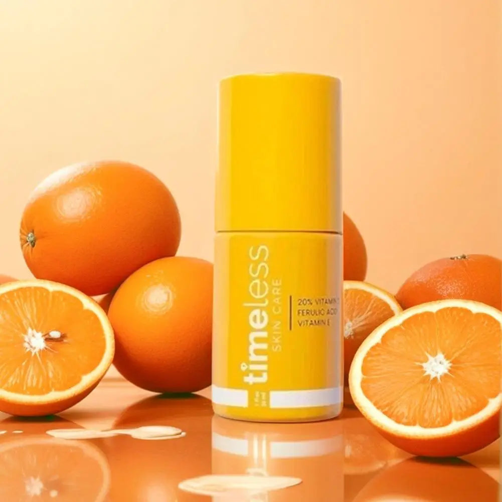 Timeless VC Serum with Ferulic Acid Antioxidant Wrinkle Resistant Hydrating Firming Reduce Fine Lines Essence for Brightens Skin