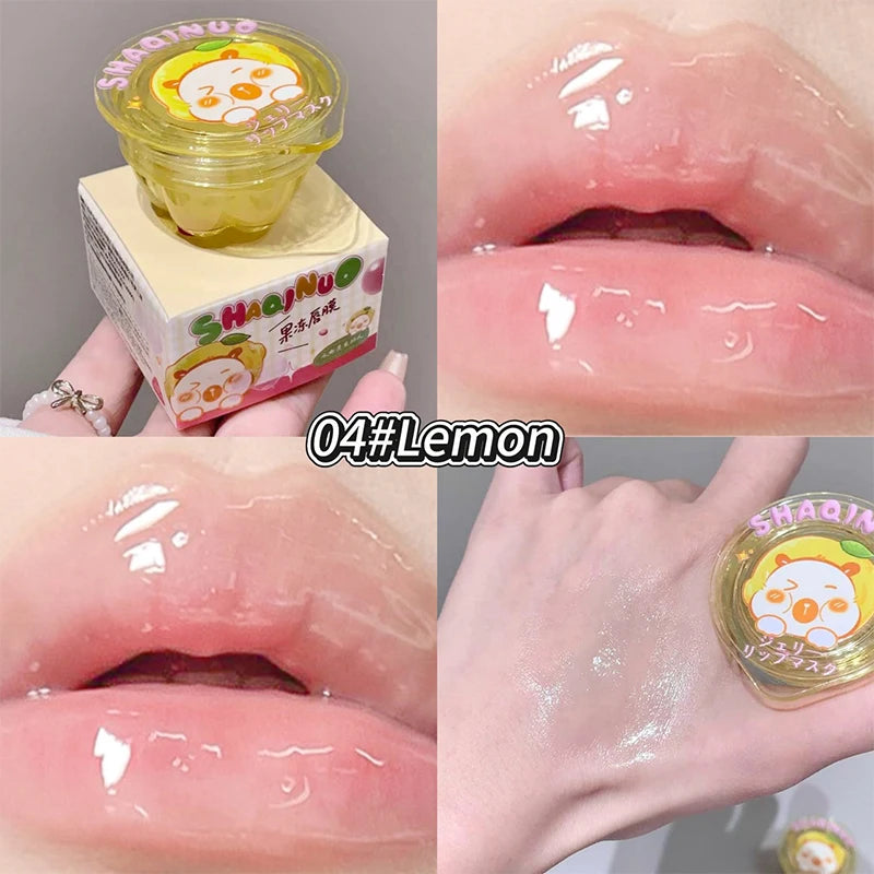 Shaqinuo Jelly Lip Mask Moisturizing and Hydrating Sleep Fruit Lip Balm for Students to Reduce Lip Lines and Prevent Dryness, a Christmas Gift Essential for Autumn and Winter.