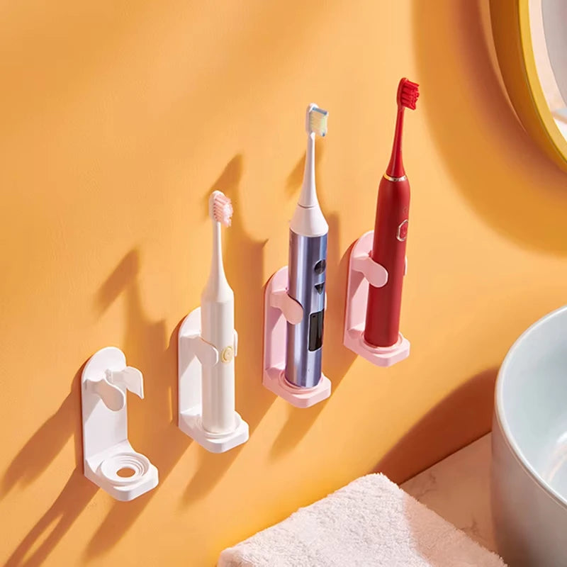 Toothbrush electronic holder, wall mounted adhesive holder, toothbrush organizer to save space and keep dry