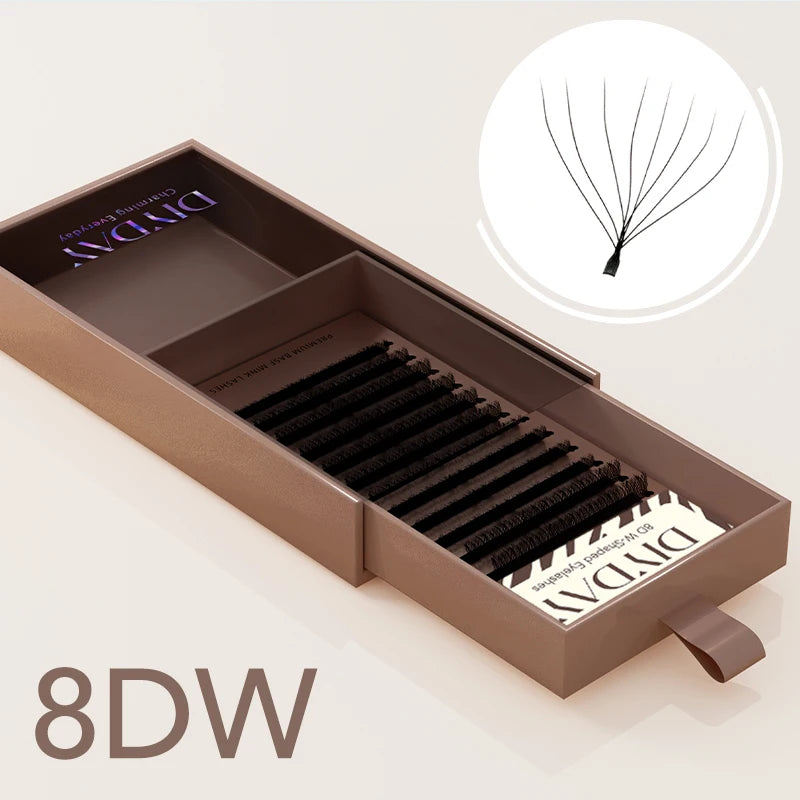 DIYDAY W Shape Eyelash Extension 3d 4d 5d 6d 7d 8d W-Shaped Eyelashes Premade Fans Individual BASF Mink Faux Lashes