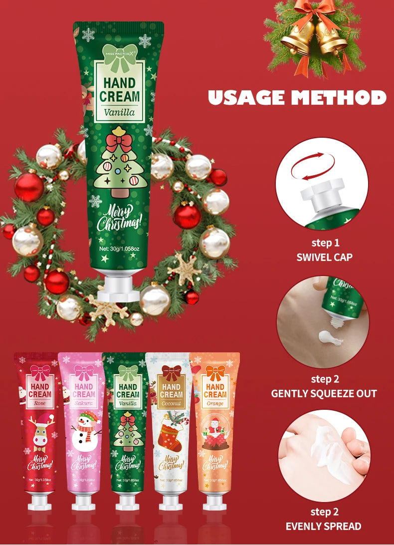 Christmas Gift 5/Box Hand Cream Set, Cream Texture, Hand Cream Travel Pack, Durable Moisturizer-30g/Piece Gift for Women