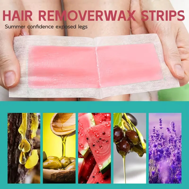 12 Pcs Depilatory Wax Strips Waxing Kit for Women Men Face Leg Arm Body Gentle Non-Irritating Quick Easy Hair Beauty Tools