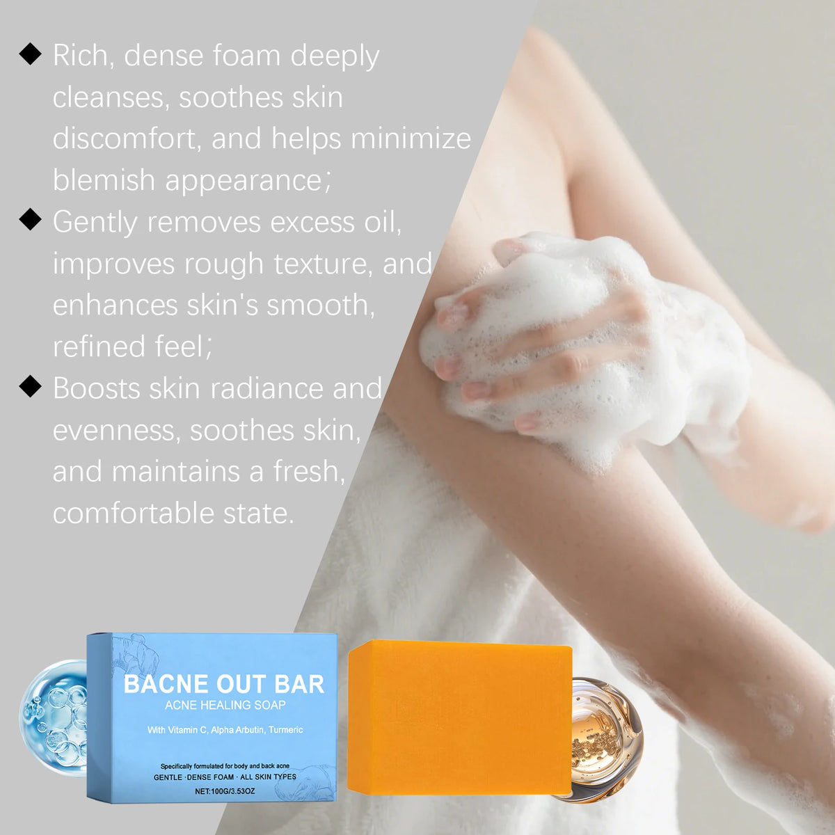 Body Cleansing Soap Gentle Anti Acne Exfoliating Facial & Body Cleanser Brightening Oil Control Soothing Skin Care Shower Soap