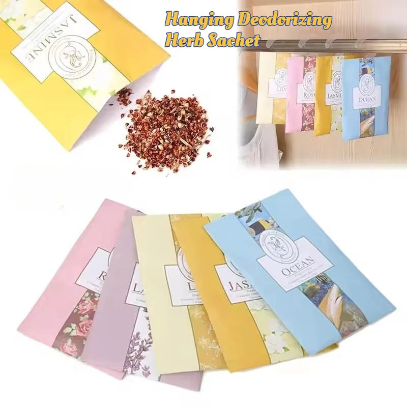 5pcs Natural Jasmine Rose Lavender Hanging Freshener - Long-Lasting Odor Eliminator for Wardrobe Car Closets Refill-Free