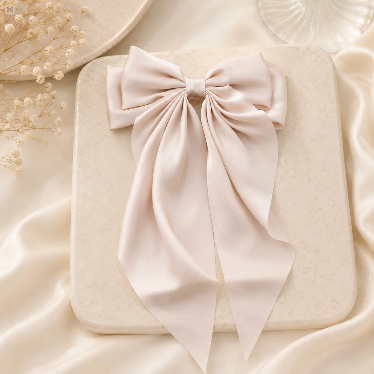 Large Satin Bow Hair Clip Women Korean Style Ribbons Bowknot Spring Clip Non Slip Hair Accessories for Girls Party Clamp Femme