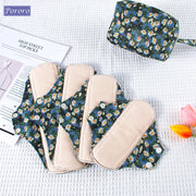 Reusable Sanitary  Napkins Washable Cotton Panty Liners Soft Cloth Menstrual Pads  4pcs Pads with 1pc Mini Wet Bag