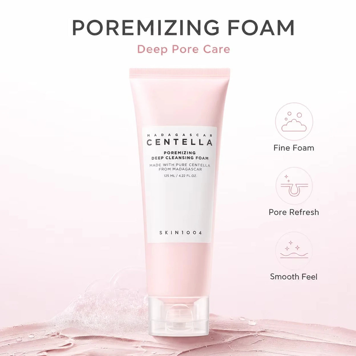 Korean Centella Poremizing Deep Cleansing Foam Tone Brightening Cleansing Gel Foam Facial Moisturizing Fresh Cleanser 125ml Gift